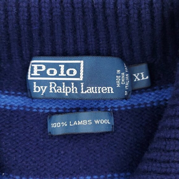 Polo Ralph Lauren Vintage Sweater 100% Lambs Wool Italian 1/4 Zip Men's XL - Picture 3 of 11